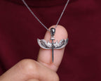 925 Sterling Silver Diamond St. Michael Necklace, Archangel Pendant, Guardian Angel