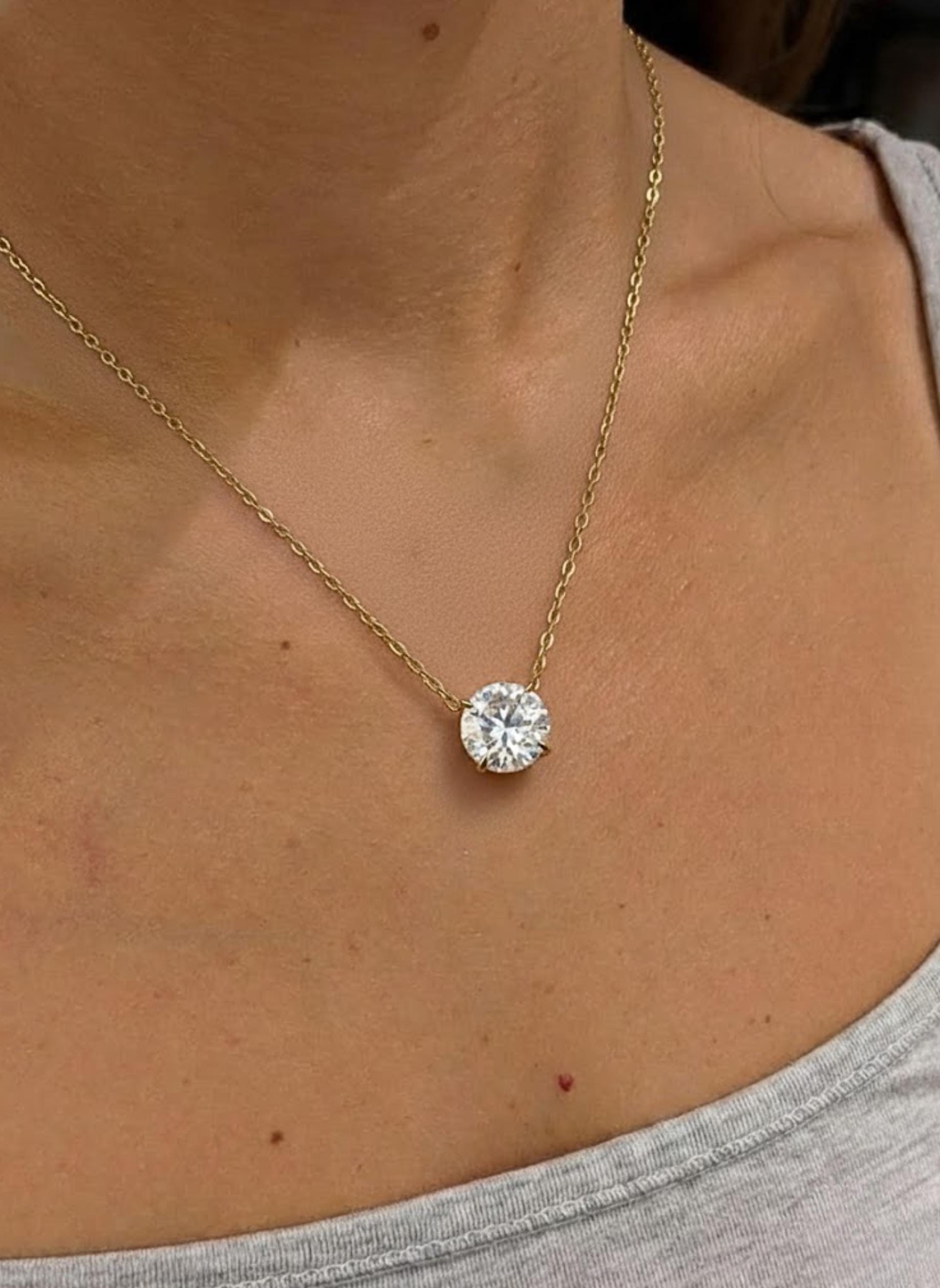 Round Lab Grown Diamond Solitaire Necklace