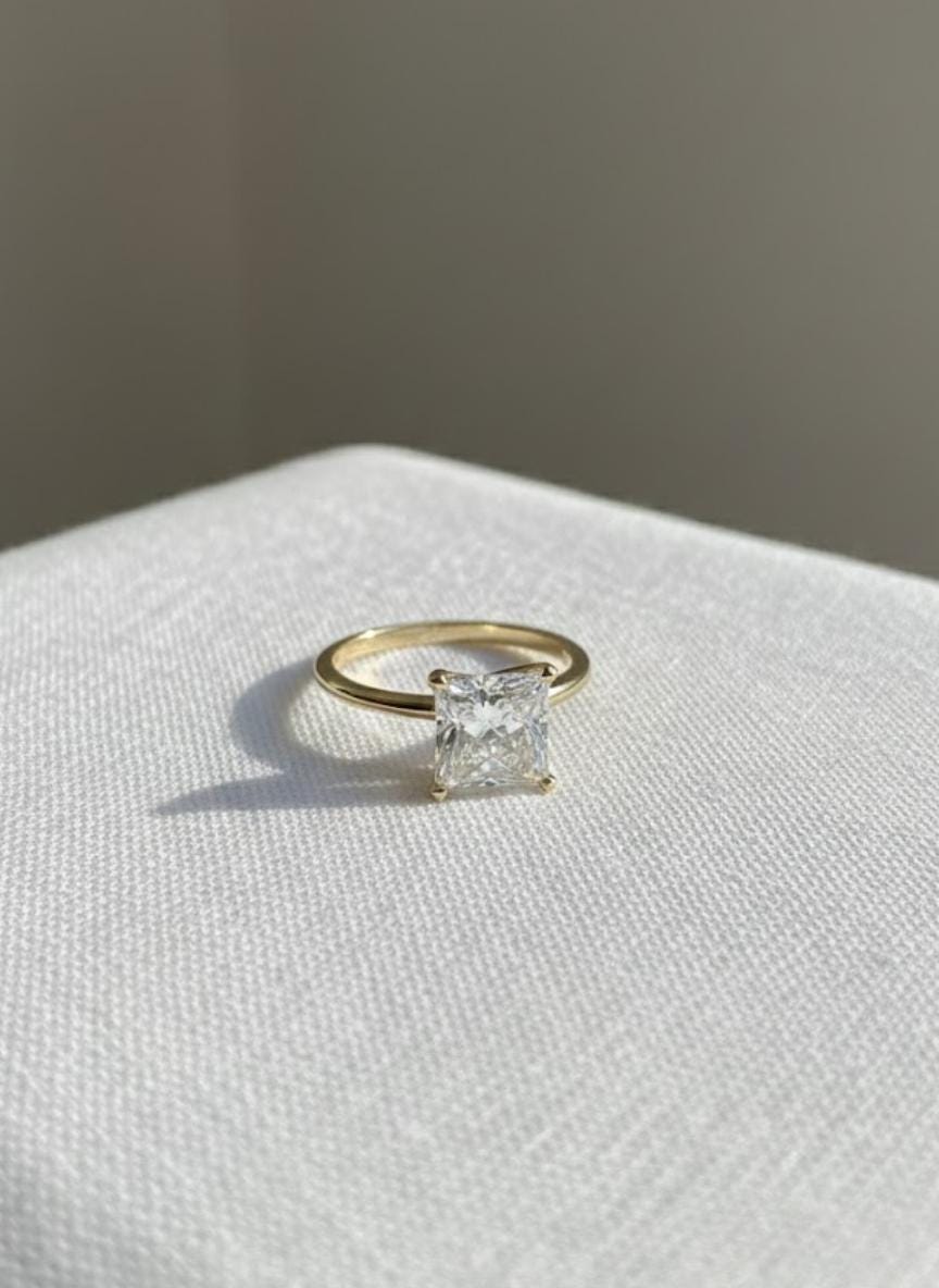 Princess Cut Lab Diamond Solitaire Ring