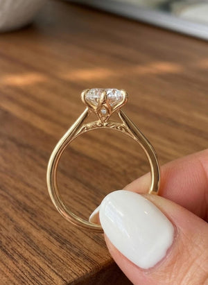 Pear Cut Lab Diamond Solitaire Ring, Tulip Setting