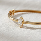14K Gold Bangle: 0.70 Carat Marquise Lab Grown Diamond Bracelet