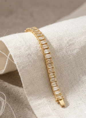 Emerald Cut Lab Diamond Tennis Bracelet