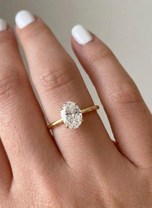 Oval Lab Diamond Solitaire Ring, 14K Gold