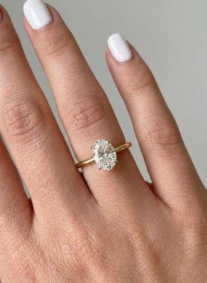 Oval Lab Diamond Solitaire Ring, 14K Gold
