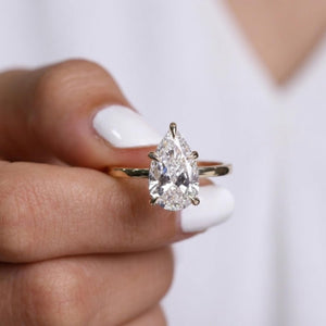 IGI Certified Pear Lab Diamond Ring, 14K Gold