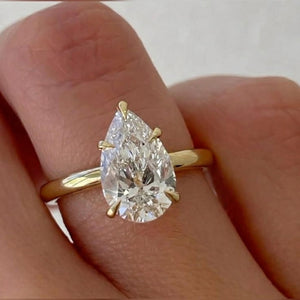 IGI Certified Pear Lab Diamond Ring, 14K Gold