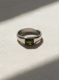 Mens Peridot Wedding Band, Diamond Moon Star Engraved Ring