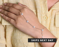 Diamond Hand Chain Bracelet Ring, 18K Gold