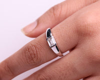 Emerald Half Bezel Lab Diamond Ring