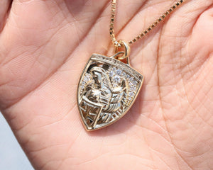 St. Michael Archangel Pendant Necklace, 925 Sterling Silver