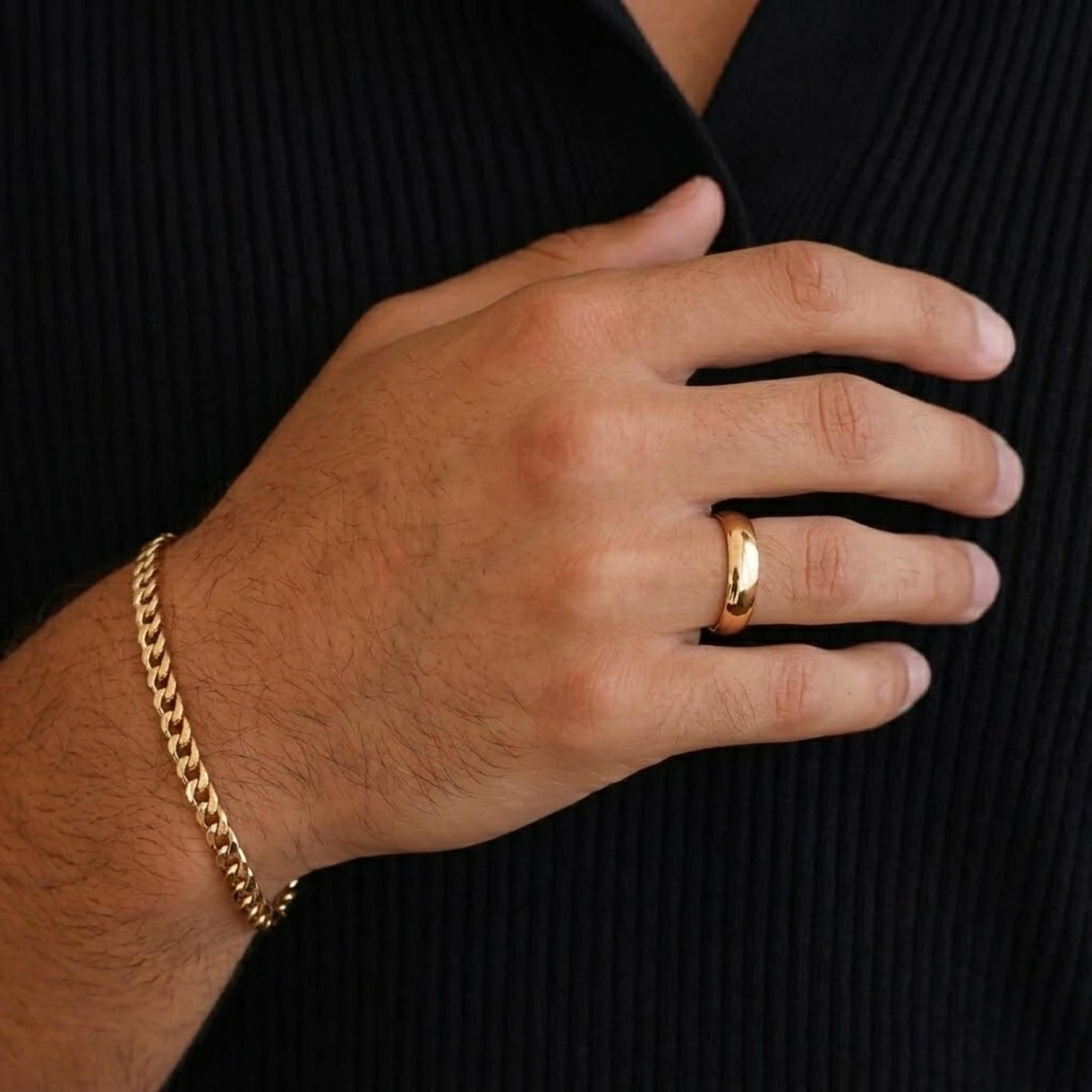 14K Gold Plated Dome Wedding Ring
