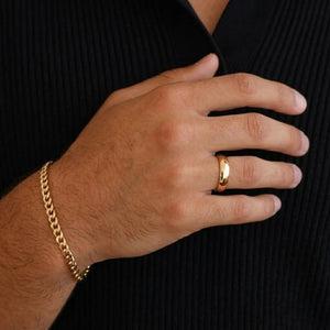 14K Gold Plated Dome Wedding Ring
