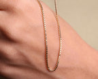 14K Gold Box Chain Necklace, Dainty Square Link, Women's Pendant Chain, 1.2mm, Christmas Gift