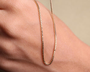 14K Gold Square Link Chain Necklace