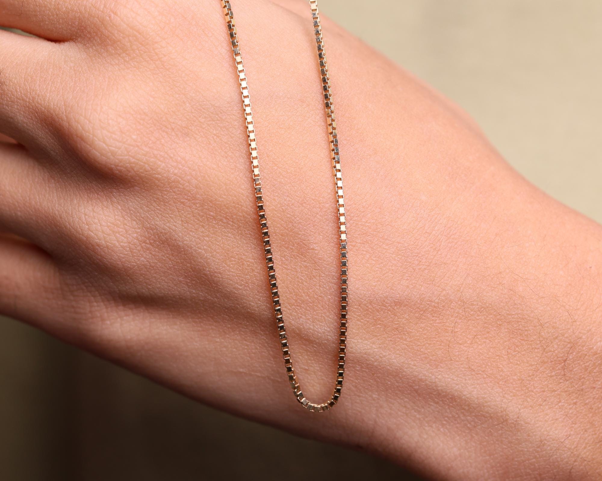 14K Gold Square Link Chain Necklace