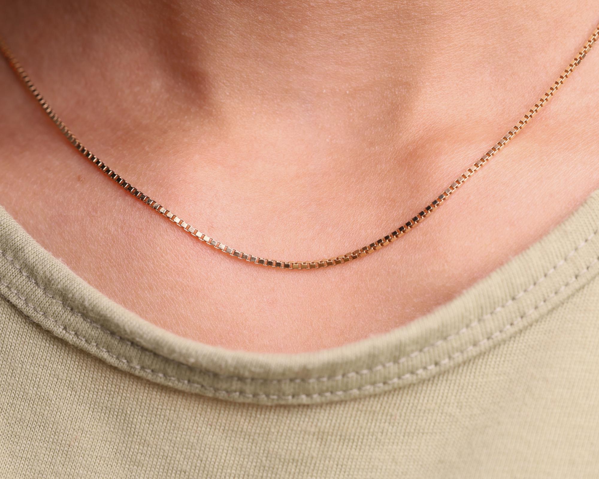 14K Gold Square Link Chain Necklace