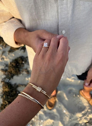 Round Cut Diamond Solid Gold Bangle Bracelet