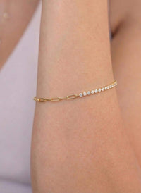 Half Tennis Half Paperclip Tennis Bracelet