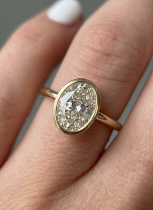 Oval Lab Diamond Solitaire Ring 14K Solid Gold IGI Certified