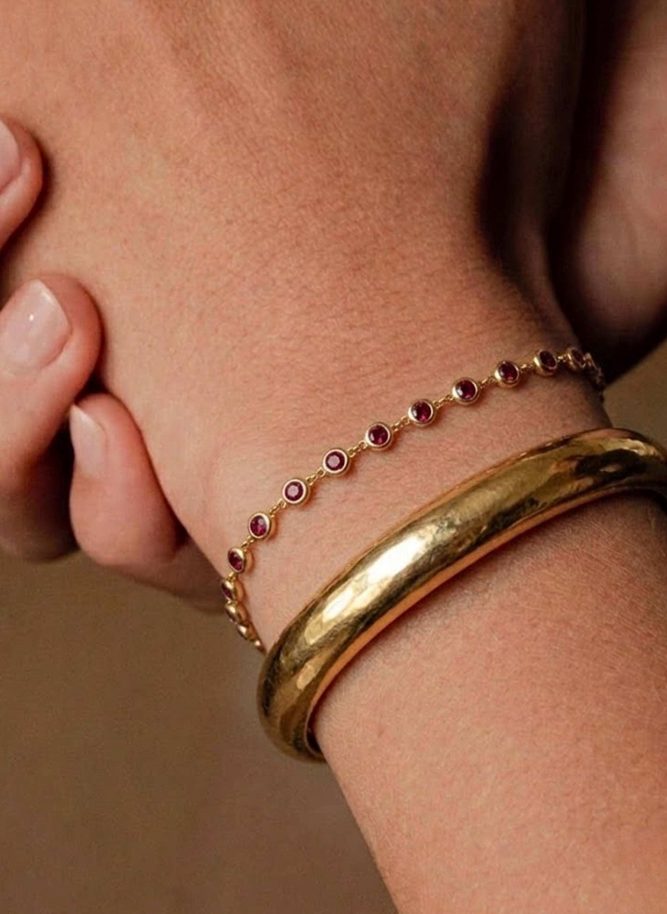 14K Gold Ruby Tennis Bracelet Multi Stone July Birthstone Gift