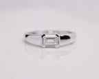 Emerald Half Bezel Lab Grown Diamond Engagement Ring, 1 CT, Lab Created, Wedding Ring, Anniversary Gift, Solitaire Diamond Ring for her