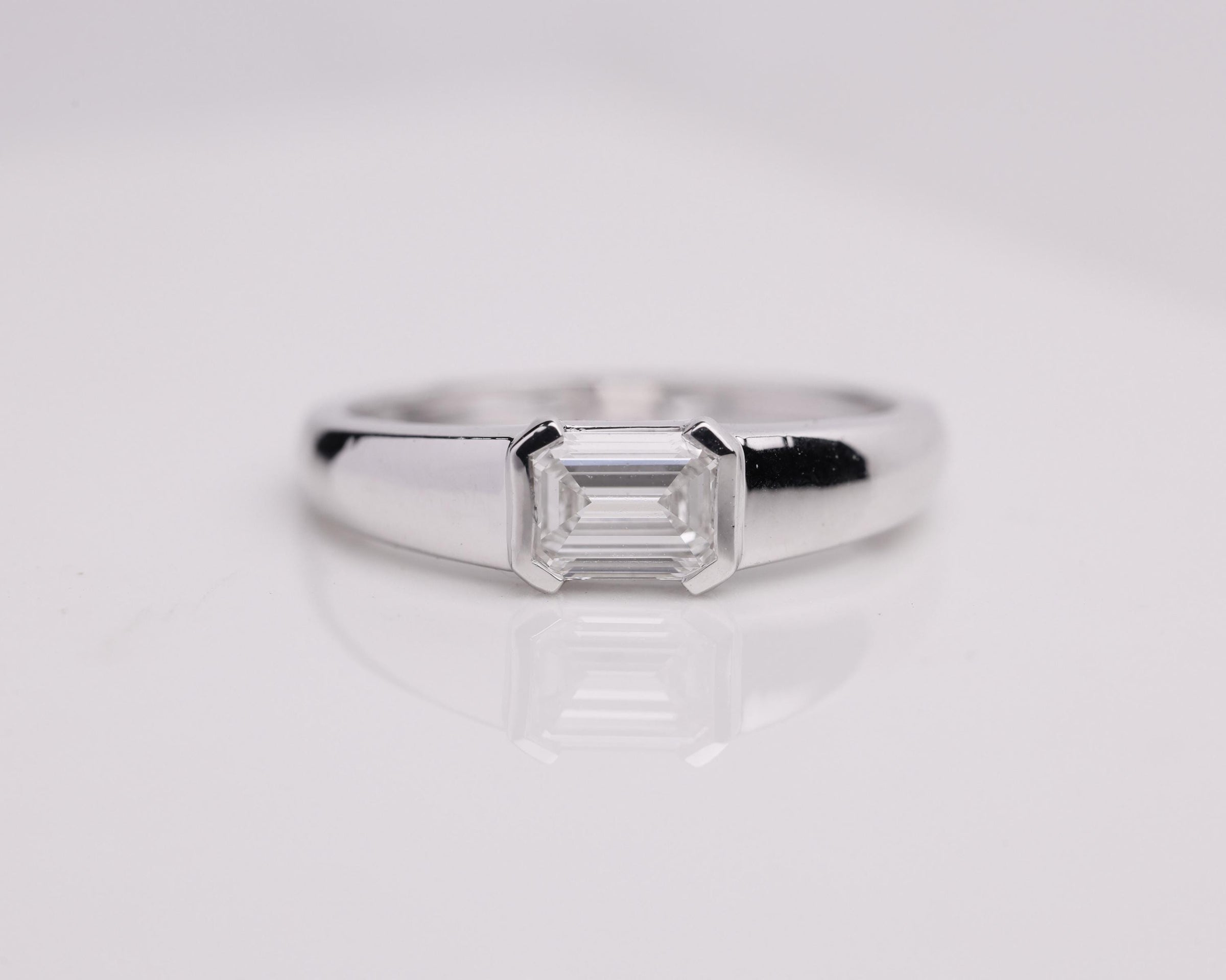 Emerald Half Bezel Lab Diamond Ring
