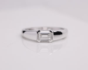 Emerald Half Bezel Lab Diamond Ring