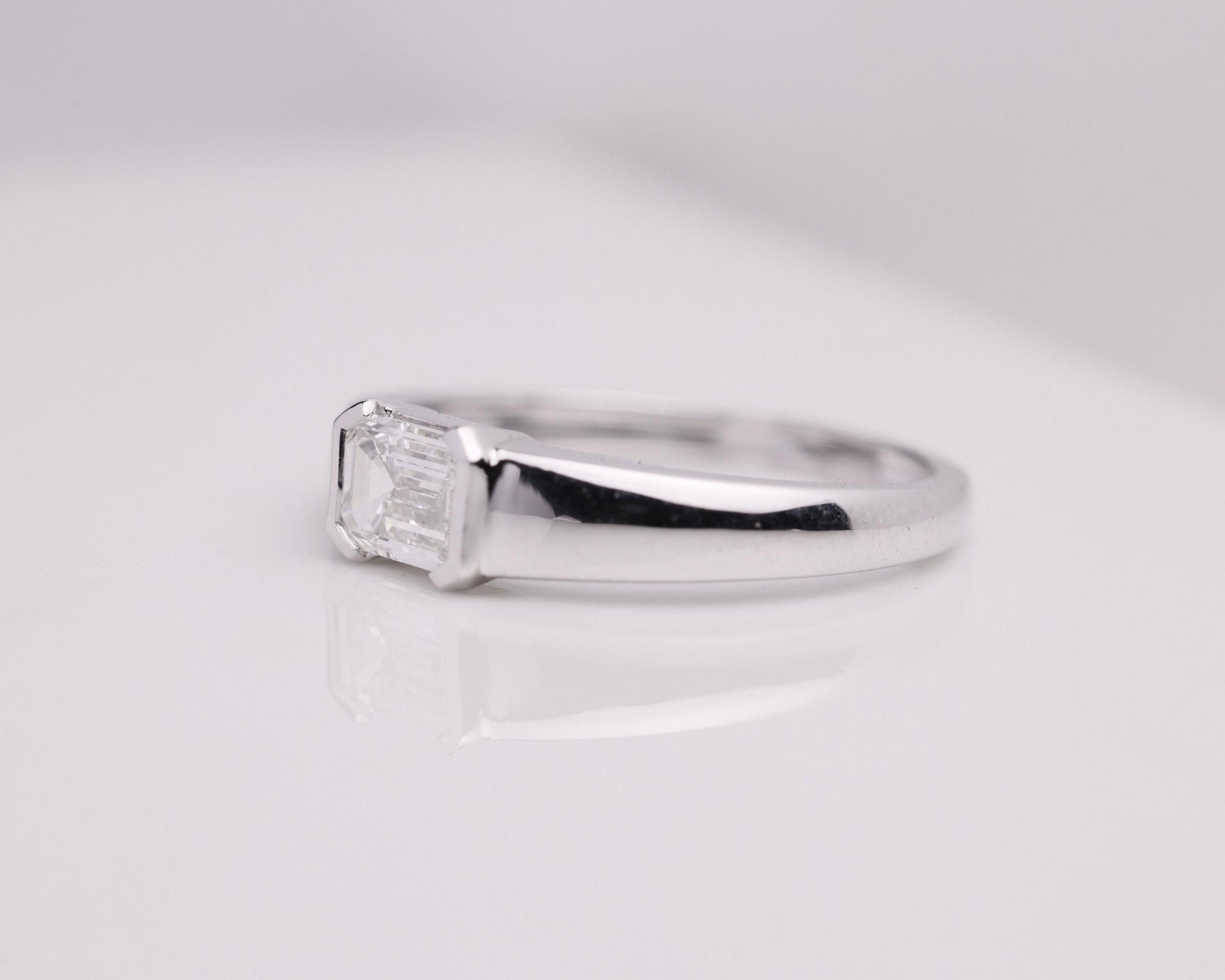 Emerald Half Bezel Lab Diamond Ring