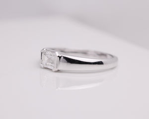Emerald Half Bezel Lab Diamond Ring
