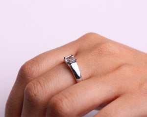 Emerald Half Bezel Lab Diamond Ring