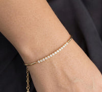Diamond Bar Bangle 14K Solid Gold Minimalist Bracelet