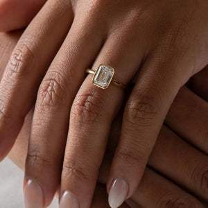 2CT Emerald Cut Lab Diamond Solitaire Ring 14K in Yellow Gold IGI Certified