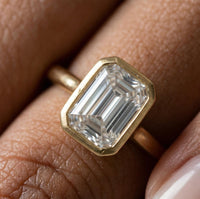 2CT Emerald Cut Lab Diamond Solitaire Ring 14K in Yellow Gold IGI Certified