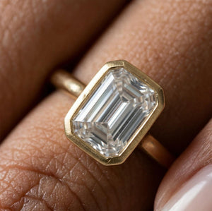 2CT Emerald Cut Lab Diamond Solitaire Ring 14K in Yellow Gold IGI Certified