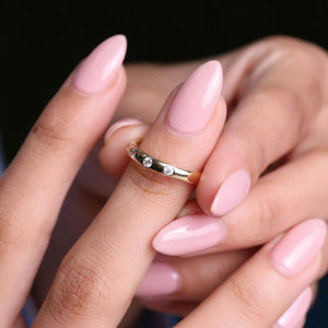 Delicate Flush Set Round Diamond Wedding Band