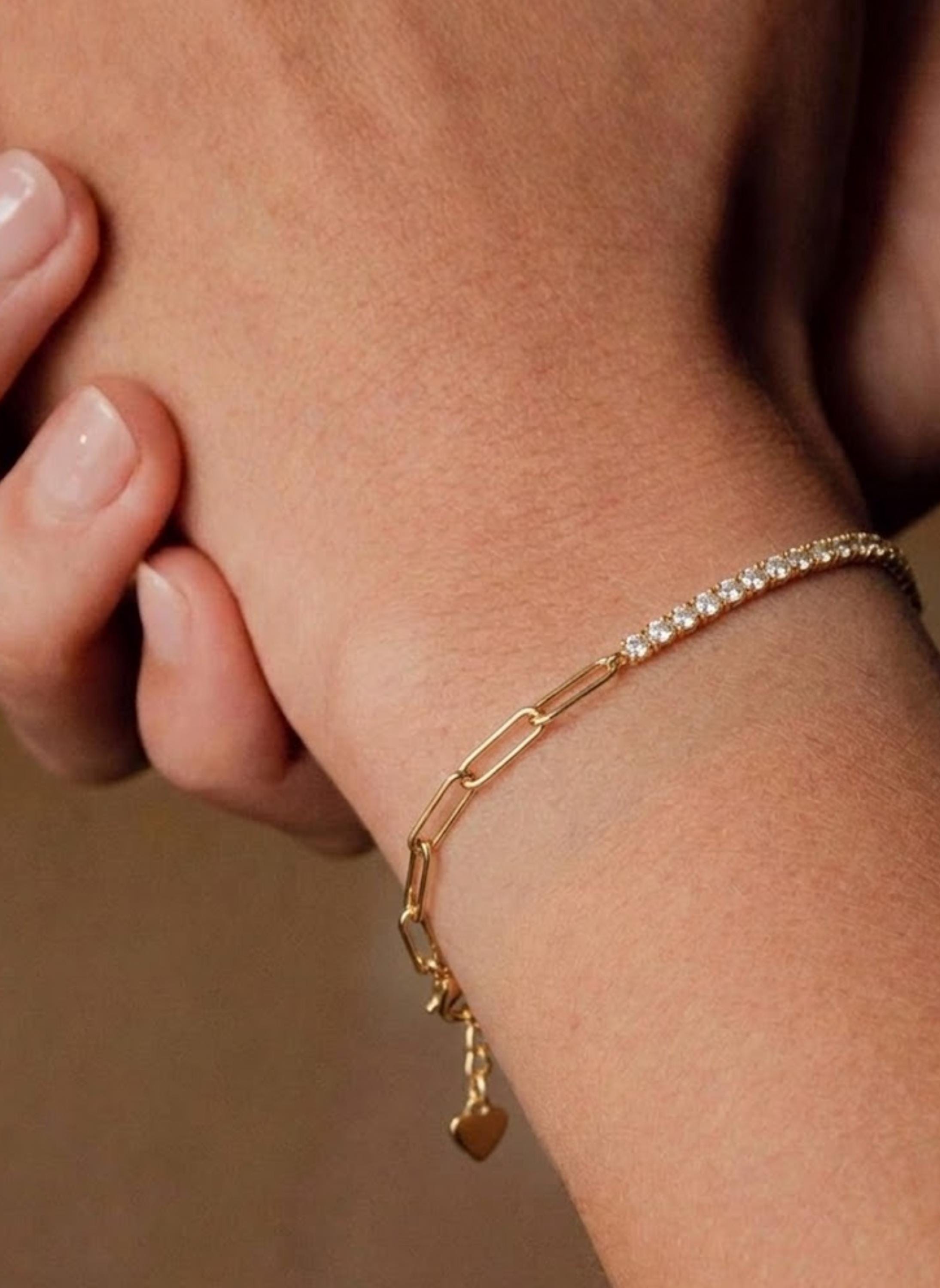 Half Tennis Half Paperclip Tennis Bracelet