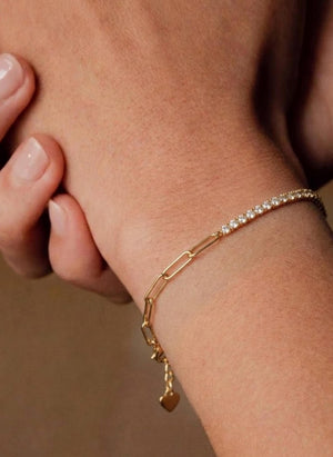 Half Tennis Half Paperclip Tennis Bracelet