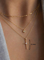14K Solid Gold Diamond Cross Necklace: Religious Baptism Gift