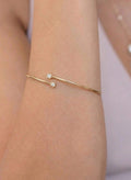 2 mm Silver Bangle Bracelet for Women, Round Cut Diamond Bracelet Bangle, Silver Bracelet, Diamond Bangle Bracelet, Gift For Her