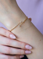 2 mm Silver Bangle Bracelet for Women, Round Cut Diamond Bracelet Bangle, Silver Bracelet, Diamond Bangle Bracelet, Gift For Her