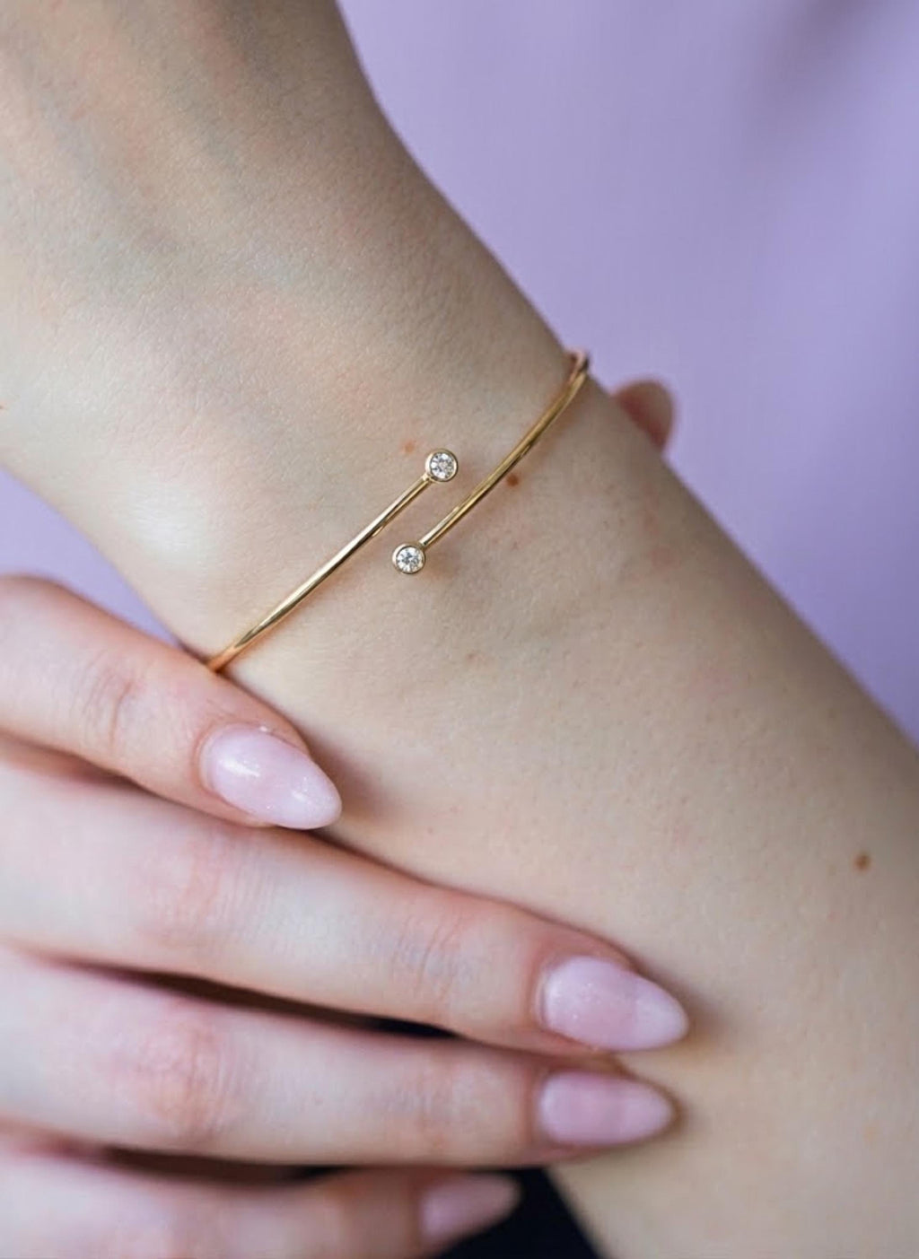 Unique Diamond Bangle Bracelet, 14K Open Bangle, Graduating Diamond Bracelet, Diamond Gold Bracelet Bangle, Ladies Bracelet Bangle