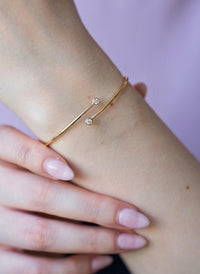 Unique Diamond Open Bangle Bracelet in 14K