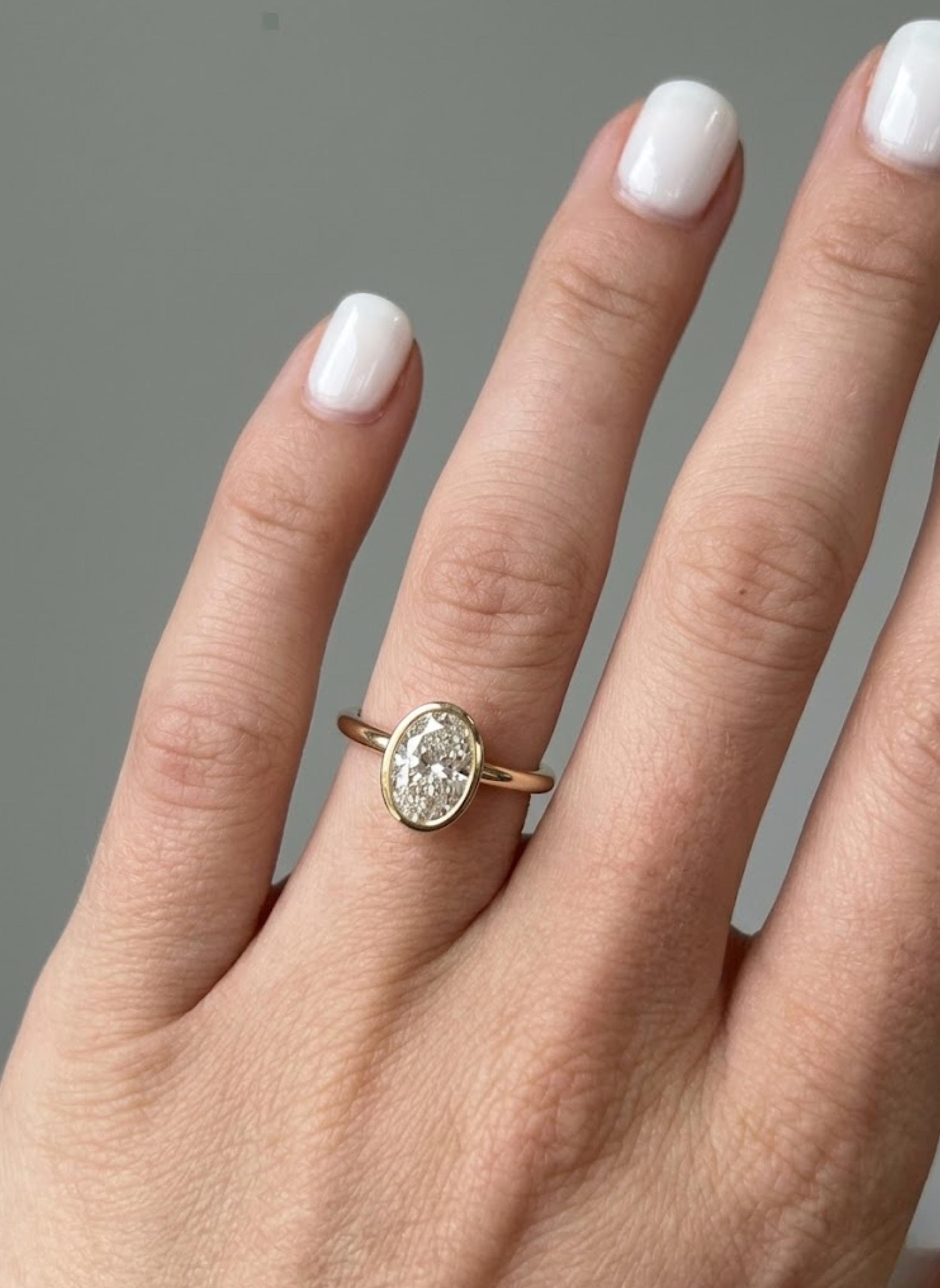 Oval Lab Diamond Solitaire Ring 14K Solid Gold IGI Certified