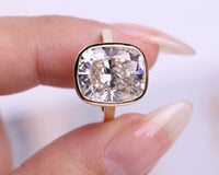 Elongated Cushion Cut Lab Diamond Bezel Set Ring