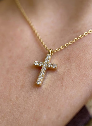 Christian Diamond Cross Pendant Necklace Religious Jewelry