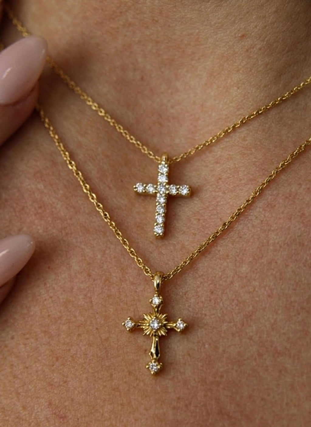 14K Solid Gold Diamond Cross Necklace | Lab Diamonds | Christian Faith Pendant | Religious Jewelry