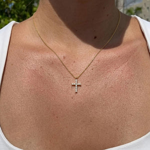 Christian Diamond Cross Pendant Necklace Religious Jewelry