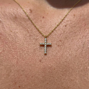 Christian Diamond Cross Pendant Necklace Religious Jewelry