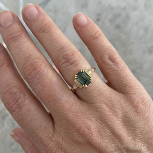 Natural Emerald Ring with Diamond Accents Ring