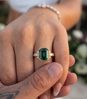 Natural Emerald Ring with Diamond Accents Ring